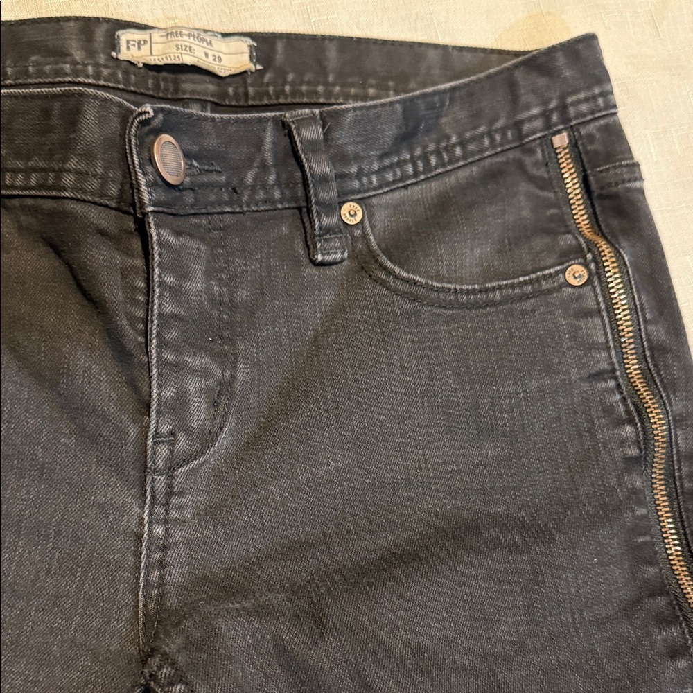 Free People Black Skinny Jeans with Side Detail